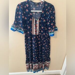 Suzanne Betro boho cottagecore maxi size small navy
